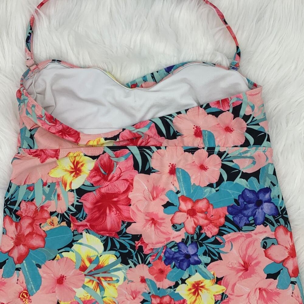 Catalina Pink Floral Tankini Womens Size M - Picture 2 of 3